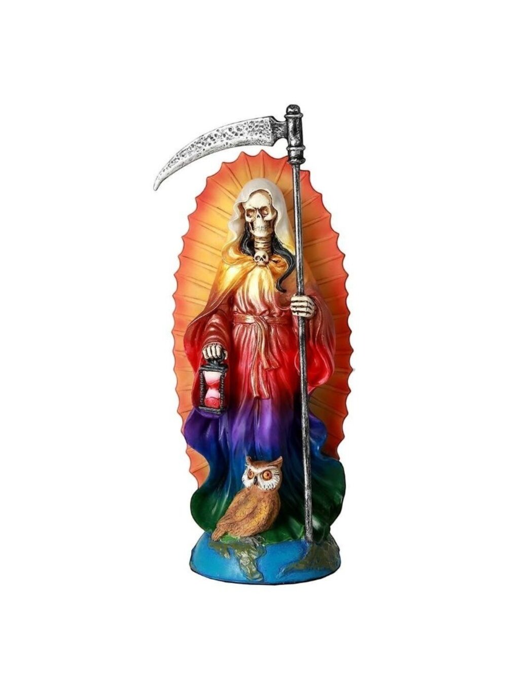 Santa Muerte Rainbow Altar Statue 7"